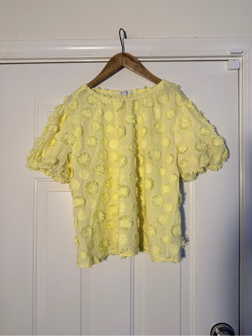 Lightweight Yellow Floral‎ Textured 100% cotton Blouse - Women 16